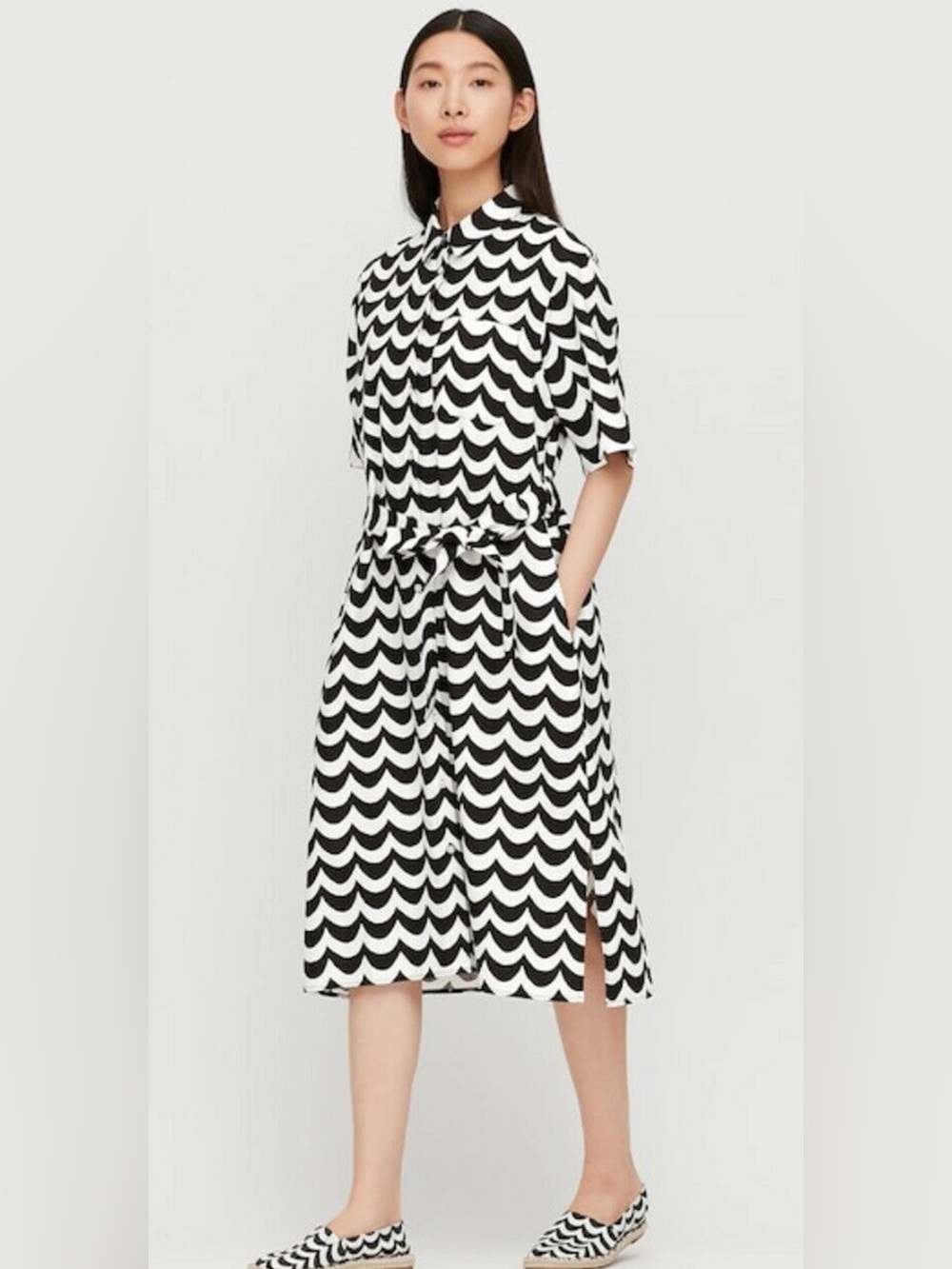 Marimekko x Uniqlo Cotton/Linen Midi Shirt Dress